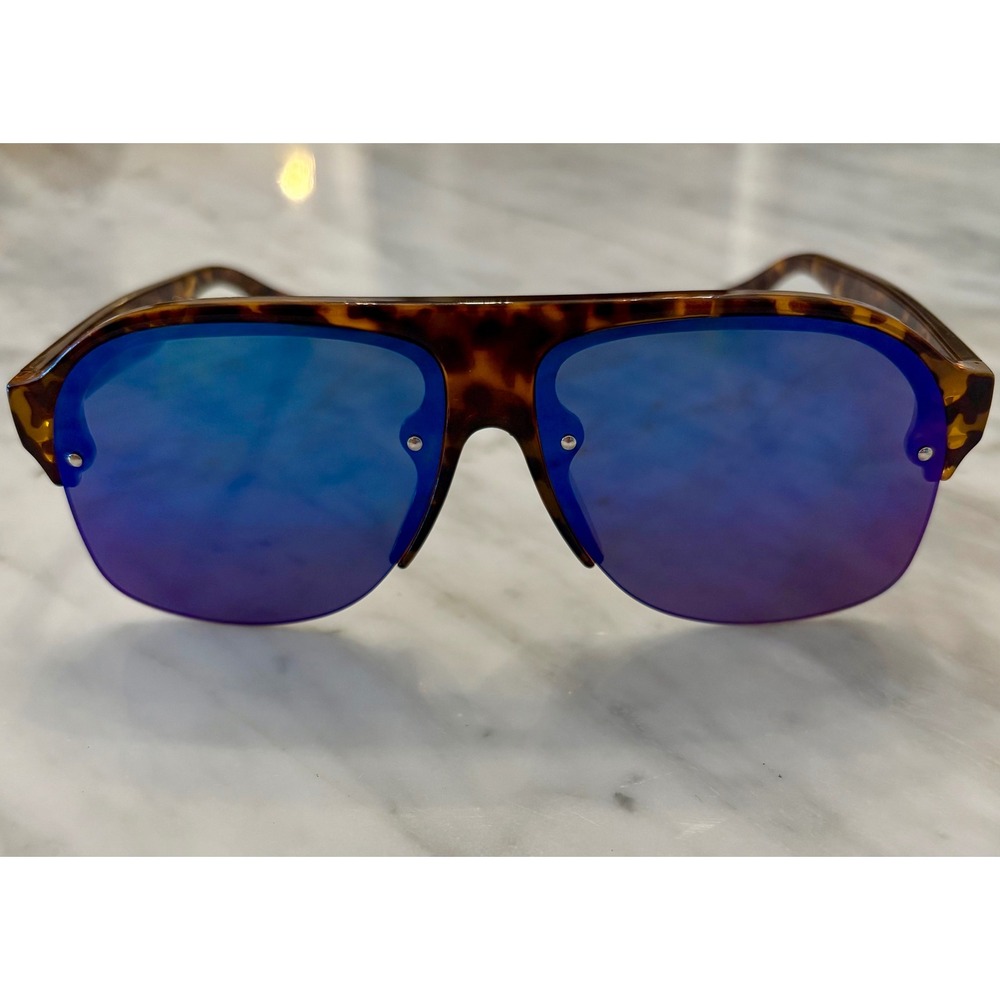 Fila Sunglasses Tortoise Shell Blue Purple Mirrored Lens Aviator Style